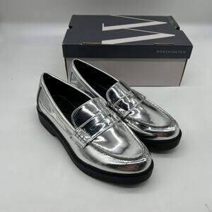 Worthington Ellen Womens Round Closed Toe Loafers Silver Size 8M